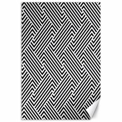 Escher Striped Black And White Plain Vinyl Canvas 24  X 36  by Mariart