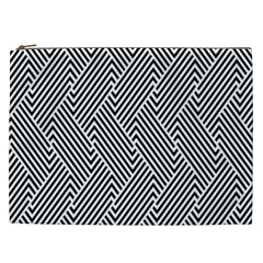 Escher Striped Black And White Plain Vinyl Cosmetic Bag (xxl)  by Mariart