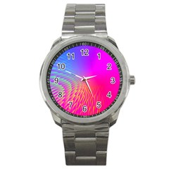 Light Aurora Pink Purple Gold Sport Metal Watch by Mariart