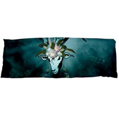 The Billy Goat  Skull With Feathers And Flowers Body Pillow Case Dakimakura (two Sides) by FantasyWorld7