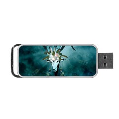 The Billy Goat  Skull With Feathers And Flowers Portable Usb Flash (two Sides) by FantasyWorld7