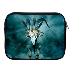 The Billy Goat  Skull With Feathers And Flowers Apple Ipad 2/3/4 Zipper Cases