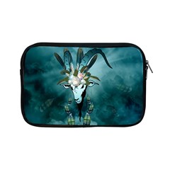 The Billy Goat  Skull With Feathers And Flowers Apple Ipad Mini Zipper Cases by FantasyWorld7