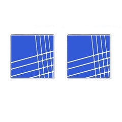 Line Stripes Blue Cufflinks (square) by Mariart