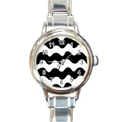 Lokki Cotton White Black Waves Round Italian Charm Watch by Mariart