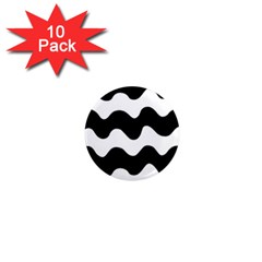Lokki Cotton White Black Waves 1  Mini Magnet (10 Pack) 