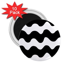 Lokki Cotton White Black Waves 2 25  Magnets (10 Pack)  by Mariart