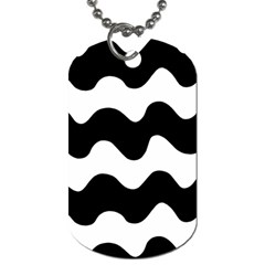 Lokki Cotton White Black Waves Dog Tag (one Side) by Mariart
