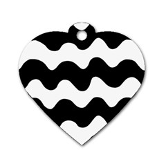 Lokki Cotton White Black Waves Dog Tag Heart (one Side) by Mariart