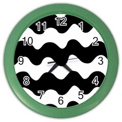 Lokki Cotton White Black Waves Color Wall Clocks by Mariart