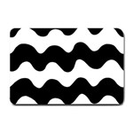 Lokki Cotton White Black Waves Small Doormat  24 x16  Door Mat