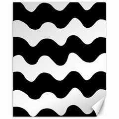 Lokki Cotton White Black Waves Canvas 11  X 14  