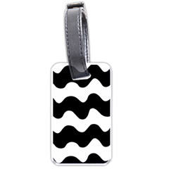 Lokki Cotton White Black Waves Luggage Tags (one Side) 