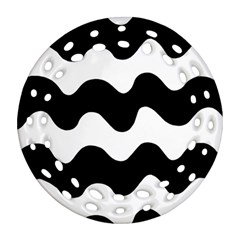 Lokki Cotton White Black Waves Ornament (round Filigree) by Mariart