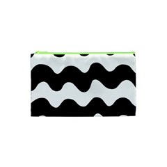 Lokki Cotton White Black Waves Cosmetic Bag (xs) by Mariart