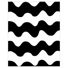 Lokki Cotton White Black Waves Drawstring Bag (small) by Mariart