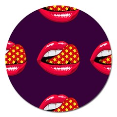 Lip Vector Hipster Example Image Star Sexy Purple Red Magnet 5  (round) by Mariart