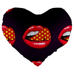 Lip Vector Hipster Example Image Star Sexy Purple Red Large 19  Premium Flano Heart Shape Cushions