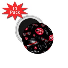 Lip Hat Vector Hipster Example Image Star Sexy Black Red 1 75  Magnets (10 Pack)  by Mariart