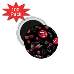 Lip Hat Vector Hipster Example Image Star Sexy Black Red 1 75  Magnets (100 Pack) 