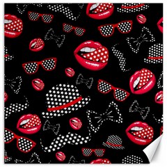 Lip Hat Vector Hipster Example Image Star Sexy Black Red Canvas 20  X 20   by Mariart
