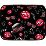 Lip Hat Vector Hipster Example Image Star Sexy Black Red Double Sided Fleece Blanket (Mini)  35 x27  Blanket Front