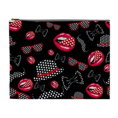 Lip Hat Vector Hipster Example Image Star Sexy Black Red Cosmetic Bag (xl)