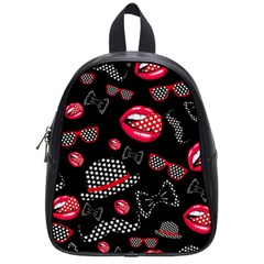 Lip Hat Vector Hipster Example Image Star Sexy Black Red School Bags (small) 