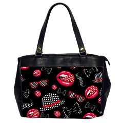 Lip Hat Vector Hipster Example Image Star Sexy Black Red Office Handbags (2 Sides) 