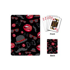 Lip Hat Vector Hipster Example Image Star Sexy Black Red Playing Cards (mini)  by Mariart
