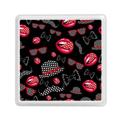 Lip Hat Vector Hipster Example Image Star Sexy Black Red Memory Card Reader (square) 