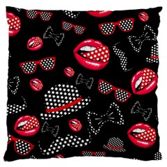 Lip Hat Vector Hipster Example Image Star Sexy Black Red Large Cushion Case (two Sides) by Mariart