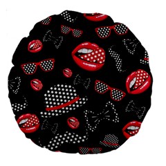 Lip Hat Vector Hipster Example Image Star Sexy Black Red Large 18  Premium Round Cushions by Mariart