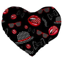 Lip Hat Vector Hipster Example Image Star Sexy Black Red Large 19  Premium Heart Shape Cushions by Mariart