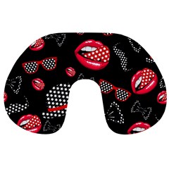 Lip Hat Vector Hipster Example Image Star Sexy Black Red Travel Neck Pillows by Mariart