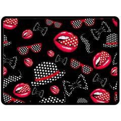 Lip Hat Vector Hipster Example Image Star Sexy Black Red Double Sided Fleece Blanket (large)  by Mariart