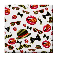 Lip Hat Vector Hipster Example Image Star Sexy Tile Coasters