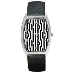 Optical Illusion Inverted Diamonds Barrel Style Metal Watch