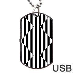 Optical Illusion Inverted Diamonds Dog Tag Usb Flash (two Sides)