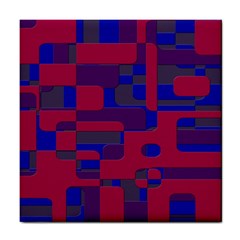 Offset Puzzle Rounded Graphic Squares In A Red And Blue Colour Set Tile Coasters by Mariart