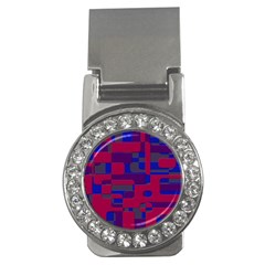 Offset Puzzle Rounded Graphic Squares In A Red And Blue Colour Set Money Clips (cz) 