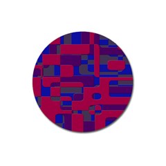 Offset Puzzle Rounded Graphic Squares In A Red And Blue Colour Set Magnet 3  (round)