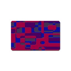 Offset Puzzle Rounded Graphic Squares In A Red And Blue Colour Set Magnet (name Card) by Mariart