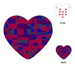 Offset Puzzle Rounded Graphic Squares In A Red And Blue Colour Set Playing Cards (heart)  by Mariart