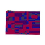 Offset Puzzle Rounded Graphic Squares In A Red And Blue Colour Set Cosmetic Bag (Large)  Front