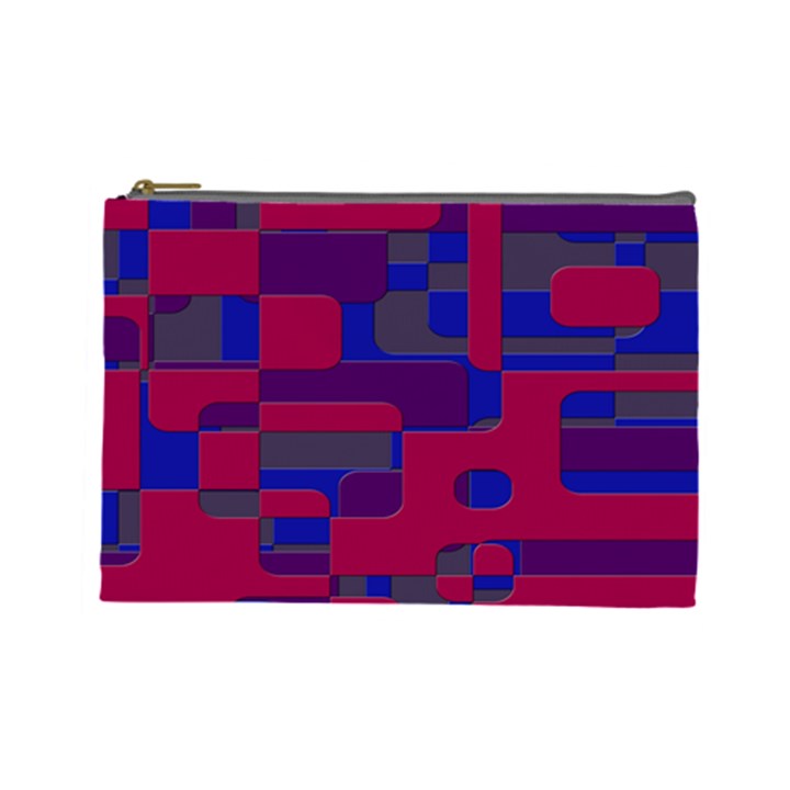 Offset Puzzle Rounded Graphic Squares In A Red And Blue Colour Set Cosmetic Bag (Large) 