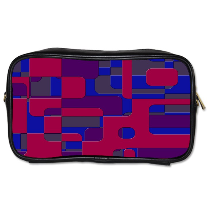 Offset Puzzle Rounded Graphic Squares In A Red And Blue Colour Set Toiletries Bags