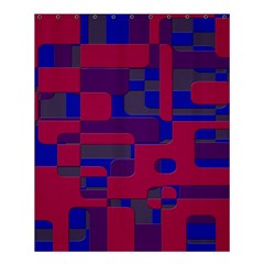 Offset Puzzle Rounded Graphic Squares In A Red And Blue Colour Set Shower Curtain 60  X 72  (medium)  by Mariart