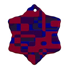 Offset Puzzle Rounded Graphic Squares In A Red And Blue Colour Set Snowflake Ornament (two Sides)