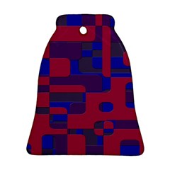 Offset Puzzle Rounded Graphic Squares In A Red And Blue Colour Set Bell Ornament (two Sides)